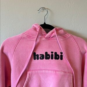 Pink Hoodie with 'habibi' Print